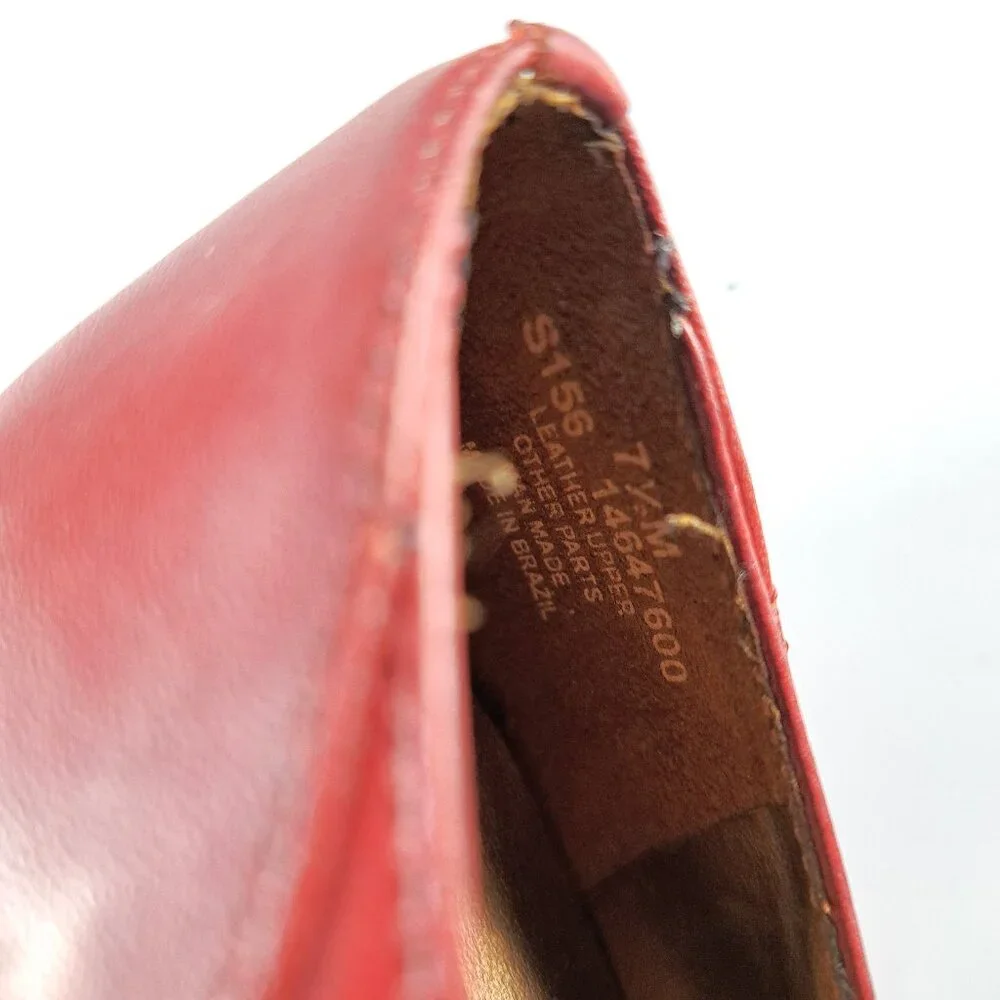 Naturalizer Red Leather Heel Mary Jane Shoes Size 7 1/2 M